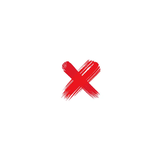 Mark Icon Brush Drawn Red Cross Grunge Symbol Vote Silhouette — Stock Vector