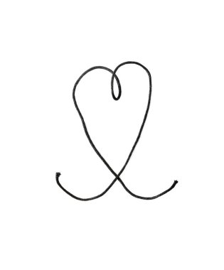 Kara sicim kalp izole. Koyu ayakkabı bağcığı aşk sembolü, ambalaj ipi düğümleri, düğümlenmiş kırsal hediye, siyah ip kalp.