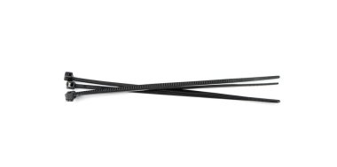 Tie wrap isolated. Cable tie also known as a hose tie, zip tie, or tie wrap on white background