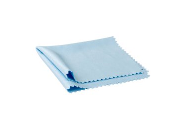 Mavi gözlüklü kumaş izole edilmiş. Lens bezi, gözlük temizleme mikrofiber giysiler, temizlik bezi mikro fiber kumaş göz temizliği için beyaz arka planda kırpma yolu ile mikrofiber kumaş