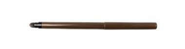 Eyebrow pencil isolated. Cosmetic pencil, brown eyeliner, crayon pen with brush, mockup eyebrow pencil on white background