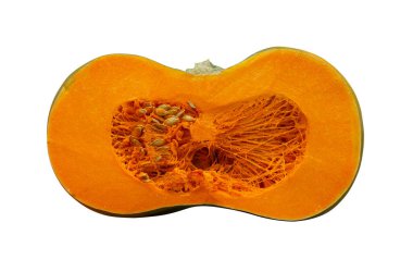 Balkabağı beyaz, turuncu yuvarlak kabağa izole edilmiş, sonbahar balkabakları kırpma yolu ile izole edilmiş.