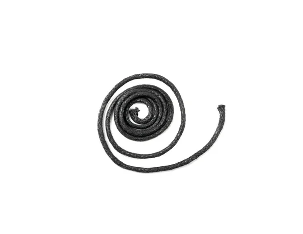 Μαύρο Κομμάτι Σπάγκου Απομονώθηκε Σκούρο Θραύσμα Κορδόνι Μέρος Της Δαντέλας — Φωτογραφία Αρχείου
