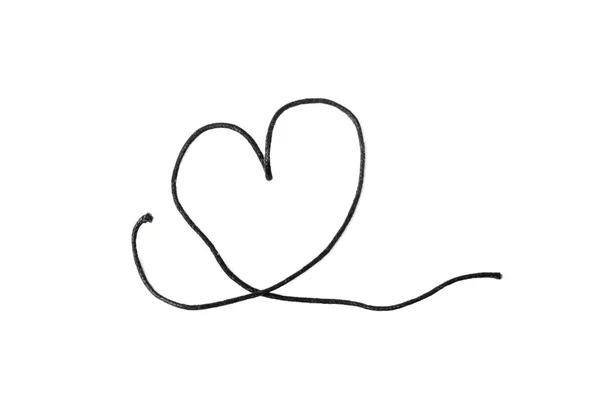 Μαύρη Καρδιά Εγχόρδων Απομονωμένη Σκούρο Σύμβολο Αγάπης Κορδόνι Κορδόνια Κόμποι — Φωτογραφία Αρχείου
