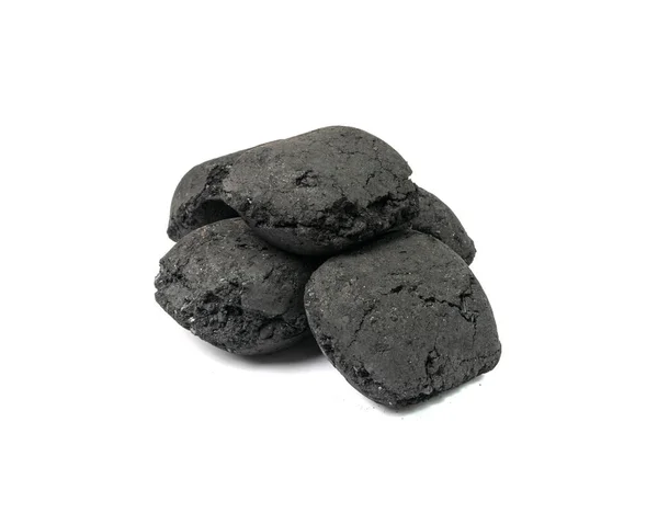 Coal Briquette Isolated Pressed Charcoal Braai Coconut Barbecue Coal Bbq — Stock Photo, Image