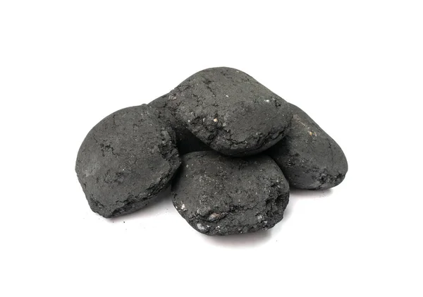 Coal Briquette Isolated Pressed Charcoal Braai Coconut Barbecue Coal Bbq — 스톡 사진