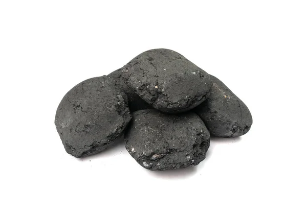 Coal Briquette Isolated Pressed Charcoal Braai Coconut Barbecue Coal Bbq — Stok fotoğraf