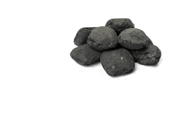 Coal Briquette Isolated Pressed Charcoal Braai Coconut Barbecue Coal Bbq — Stok fotoğraf