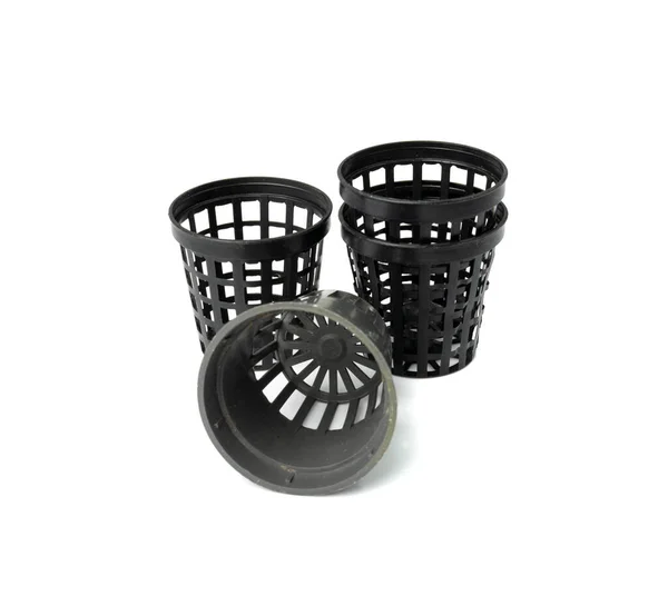 Empty Flower Pots Plastic Garden Vase Black Plant Container Cheap — Stockfoto