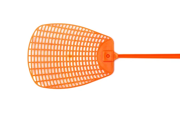 Fly Swatter Isolerad Orange Plast Stänk Eco Bio Insekt Mördare — Stockfoto