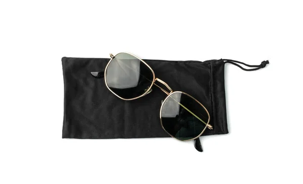 Glasses Drawstring Isolated Eyewear Pouch Eyeglasses Black Cloth Box Glasses — Stockfoto