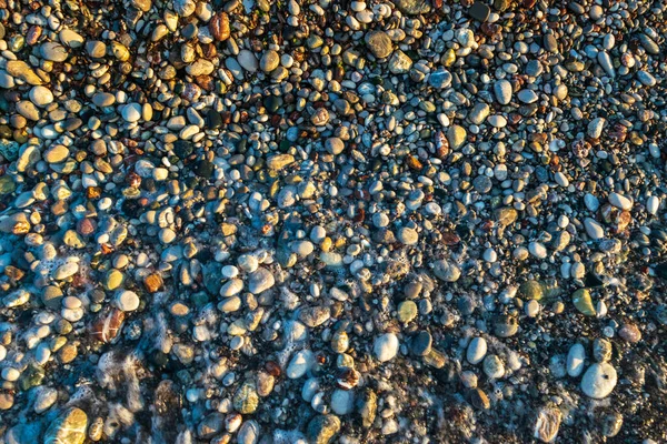 Sea Waves Pebble Beach Texture Background Transparent Ocean Water Rocky – stockfoto