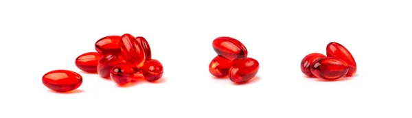 赤薬カプセル分離鎮痛剤鎮痛剤鎮痛薬鎮静剤群白い背景の薬ゲルカプセル — ストック写真