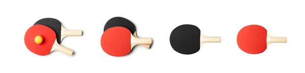 Racketar För Bordtennis Isolerad Röd Svart Ping Pong Bordtennis Paddlar — Stockfoto