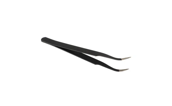 Black Tweezers Isolated Steel Eyebrow Forceps Cosmetic Tool Stainless Pincette — Stockfoto