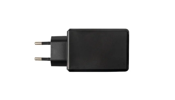 Carregador Usb Isolado Preto Europlug Novo Smartphone Tomada Carregamento Energia — Fotografia de Stock