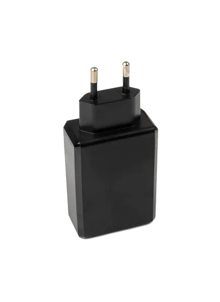 Carregador Usb Isolado Preto Europlug Novo Smartphone Tomada Carregamento Energia — Fotografia de Stock