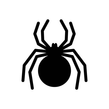 Örümcek ikonu, karadul silueti. Cadılar Bayramı hayvan sembolü, eklembacaklı işareti, böcek resmi, örümcek vektör simgesi izole edilmiş