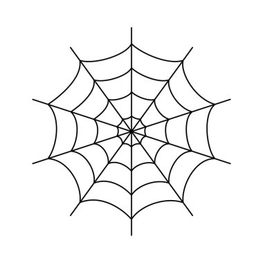 Örümcek ağı simgesi, örümcek ağı silueti. Cadılar Bayramı sembolü, asılı ağ işareti, örümcek ağı resmi, örümcek ağı ikonu izole edilmiş