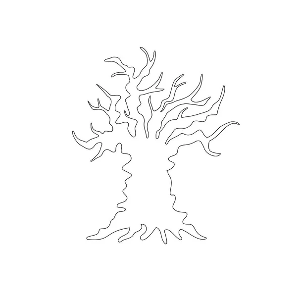 Enkelt Träd Ikonen Linje Rita Träd Mono Linje Konst Kontinuerlig — Stock vektor