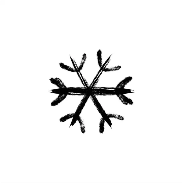 Grunge Schneeflockensymbol Malerei Schneeflocke Symbol Hand Gezeichnet Schnee Zeichen Pinsel — Stockvektor