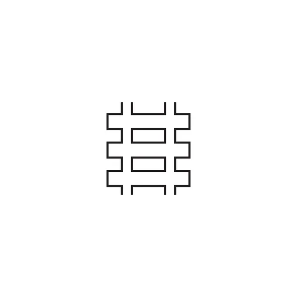 Ikona Kolejowa Symbol Szyn Znak Torów Kolejowych Piktogram Kolejowy Sylwetka — Wektor stockowy