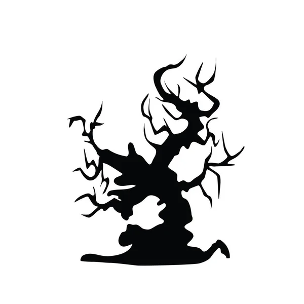 Икона Хэллоуина Изолированный Жуткий Силуэт Деревьев Таинственный Ужасный Символ Леса — стоковый вектор