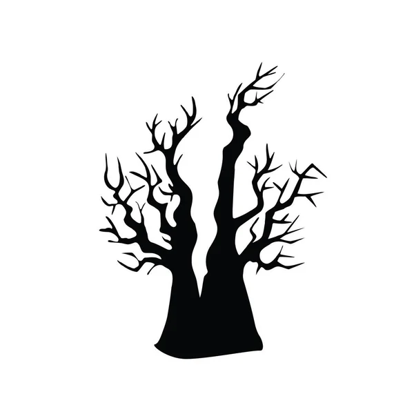 Halloween Tree Icon Spooky Trees Silhouette Isolated Mystery Horrible Forest — Stock Vector