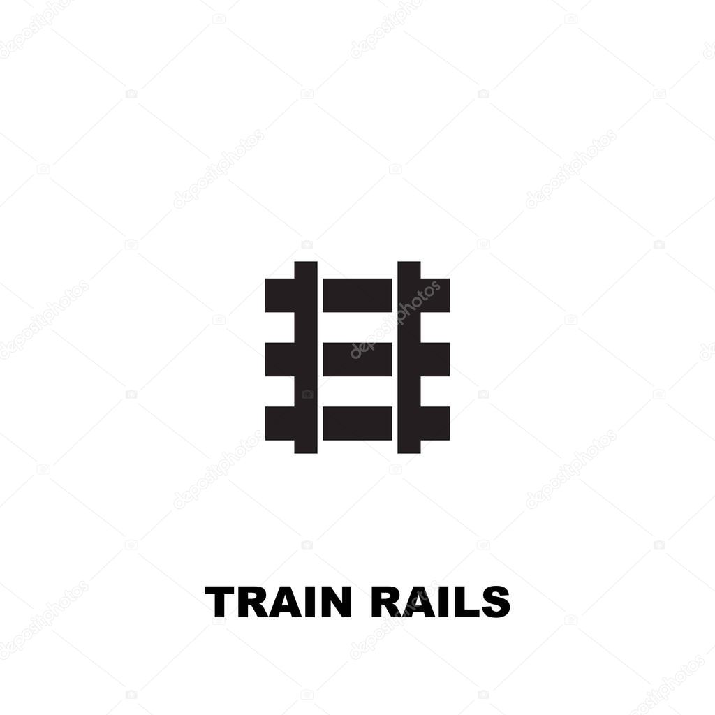 Railway icon, rails symbol, train tracks sign, railroad pictogram, railway track silhouette, rail way lines vector illustraton