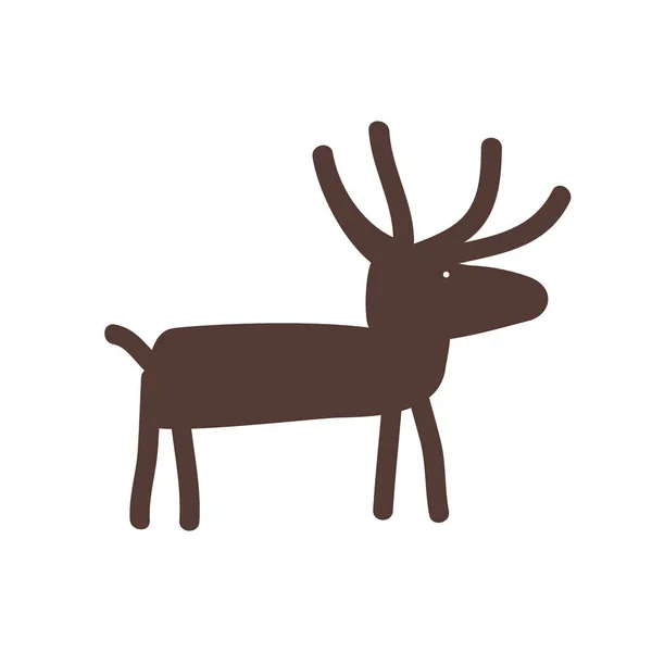 Herten of eland icoon in eenvoudige Doodle Style. Cartoon Elk Silhouet geïsoleerd op wit. Vector Illustratie — Stockvector