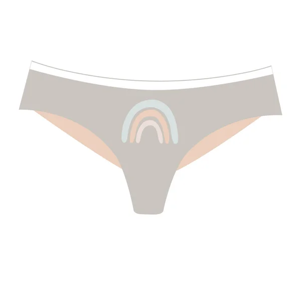 Cute female panties with stylish rainbow. Trendy thongs icon. Women underwear element. Feminine symbol, template modern for your design. Sensuality cloth concept. Vector illustration —  Vetores de Stock