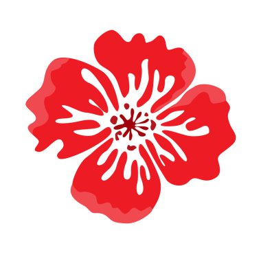 Soyut kırmızı haşhaş beyaz arkaplanda izole edildi. Vektör illüstrasyonu beyazda izole edildi