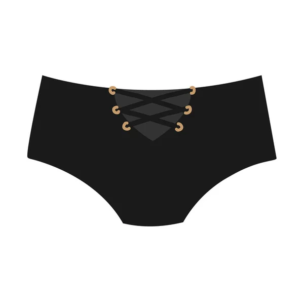 Schattig zwart slipje met veters. Trendy string icoon. Ondergoed voor vrouwen. Vrouwelijk symbool, sensualiteit doek concept. Vectorillustratie — Stockvector