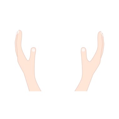 Elle çizilmiş eller. Kaldırılmış eller, gönüllü olma konsepti, hayır kurumu, oylar, destek, umut ve barış. Vektör insan açık elleri beyaz arkaplanda izole.