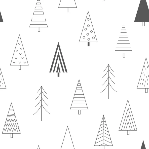 Xmas Trees Seamless Pattern Scandinavian Winter Background Abstract Pine Trees — Stock Vector