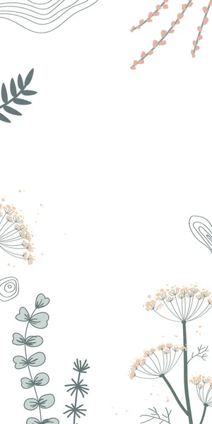 Абстрактный Цветочный Фон Шаблон Истории Социальных Сетях Растениями Элегантные Травы — стоковый вектор