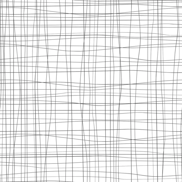 Hand Drawn Doodle Black White Plaid Pattern Check Square Vor — Wektor stockowy