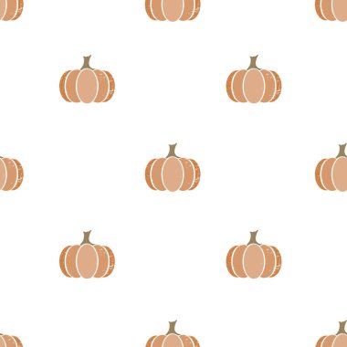 Autumn halloween pumpkin background. Cute guards seamless pattern on white. Vector illustration.