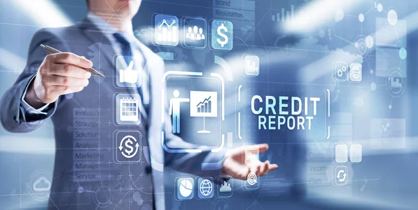 Credit Report Score Button Virtual Screen Business Finance Concept — Stock Photo, Image