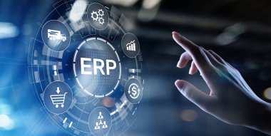 ERP - Sanal ekran üzerinde Atılgan kaynak planlaması işi ve modern teknoloji kavramı