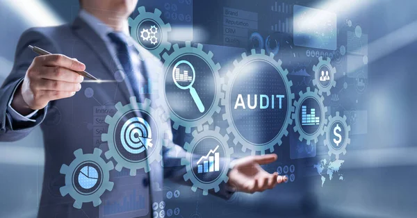 Audit - official financial examination for business as concept on virtual screen — Stock Photo, Image