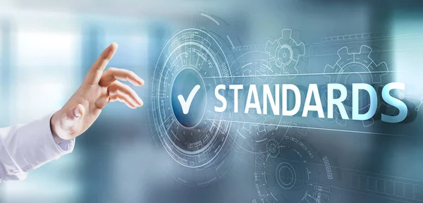 Стандартный. Контроль качества. Сертификация, гарантия и сертификация ISO. Концепция бизнес-технологий Интернета — стоковое фото