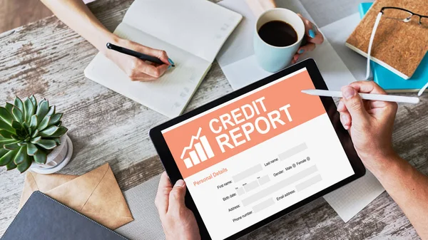 Credit report application form on screen. Business and finance concept — Stock Photo, Image