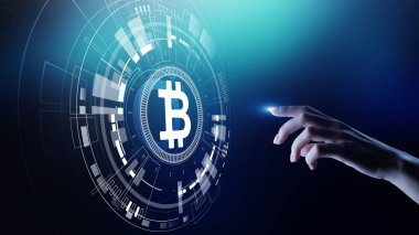 Bitcoin kripto para ticareti ve yatırım konsepti. Finansal teknoloji, Fintech ve dijital para