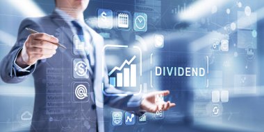 Sanal ekranda bölünmüş düğme. Yatırım üzerinden dönüş ROI finansal iş zenginliği kavramı.