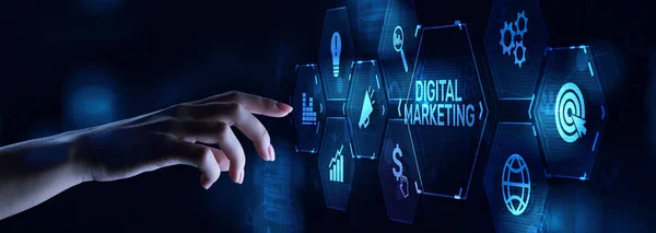 DIgital μάρκετινγκ σε απευθείας σύνδεση έννοια της επιχειρηματικής τεχνολογίας Διαδικτύου — Φωτογραφία Αρχείου