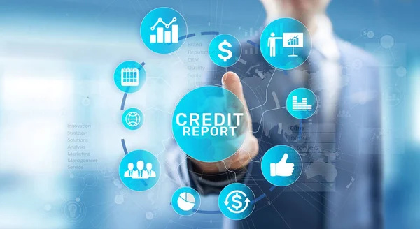 Credit report score button on virtual screen. Business Finance concept. — Stock Photo, Image