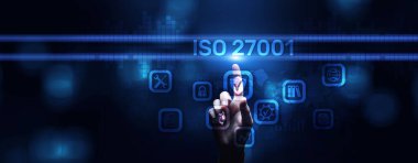 ISO 27001 Standard certification standardisation quality control concept on screen