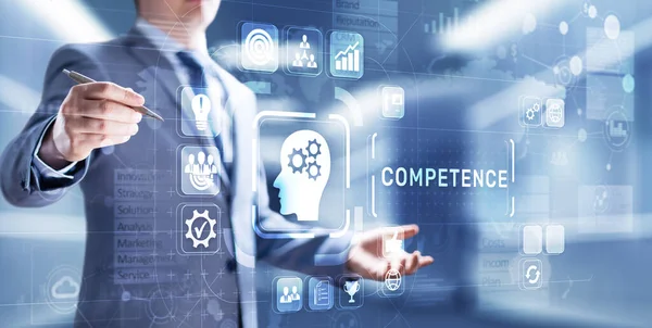 Competencia Habilidad Desarrollo personal Concepto de negocio en pantalla virtual. —  Fotos de Stock