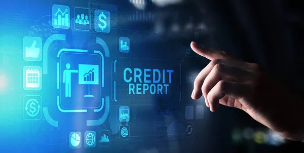 Credit report score button on virtual screen. Business Finance concept. — Stock Photo, Image